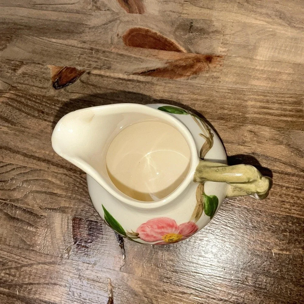 Franciscan Desert Rose Sugar Bowl & Creamer NO Lid Set Pink Rose USA Pottery Vtg